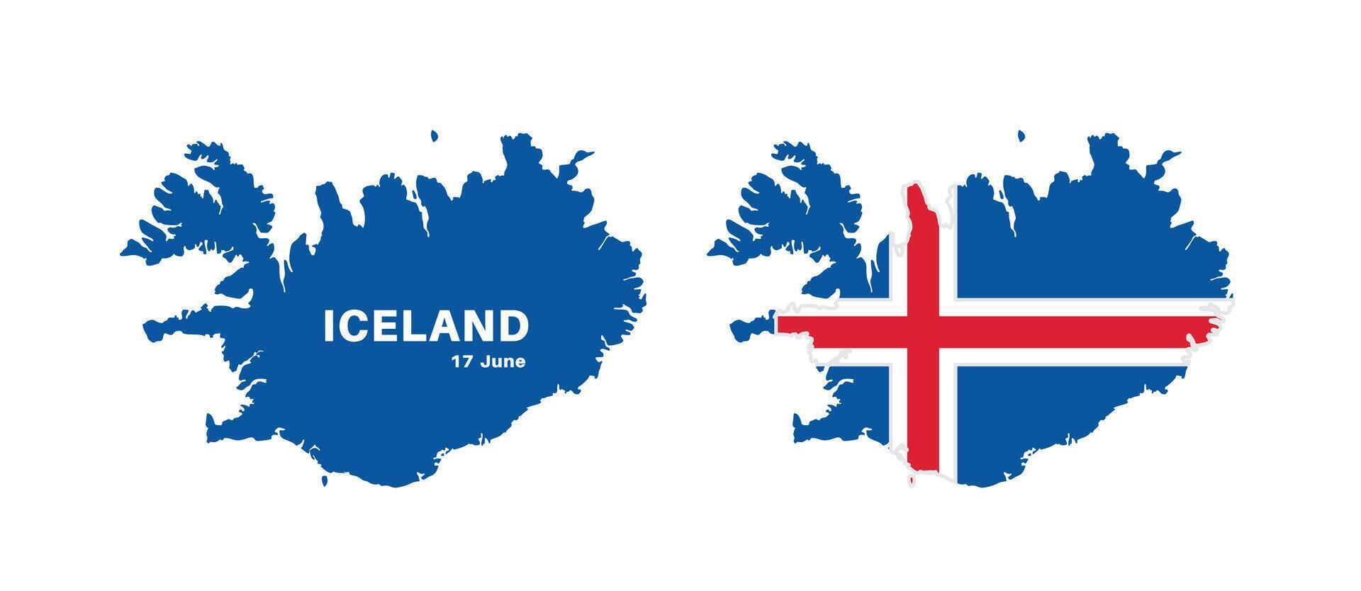 Set of isolated iceland maps. iceland flag overlaid with flag proportions. Maps and traveling around the world vector