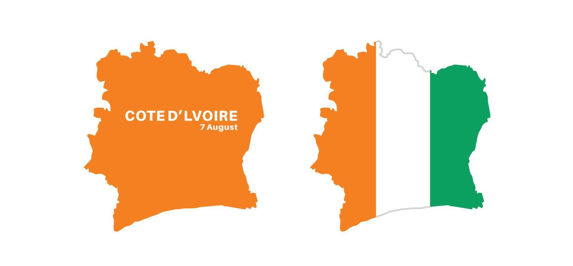 Set of isolated cotedlvoire maps. cotedlvoire flag overlaid with flag proportions. Maps and traveling around the world vector
