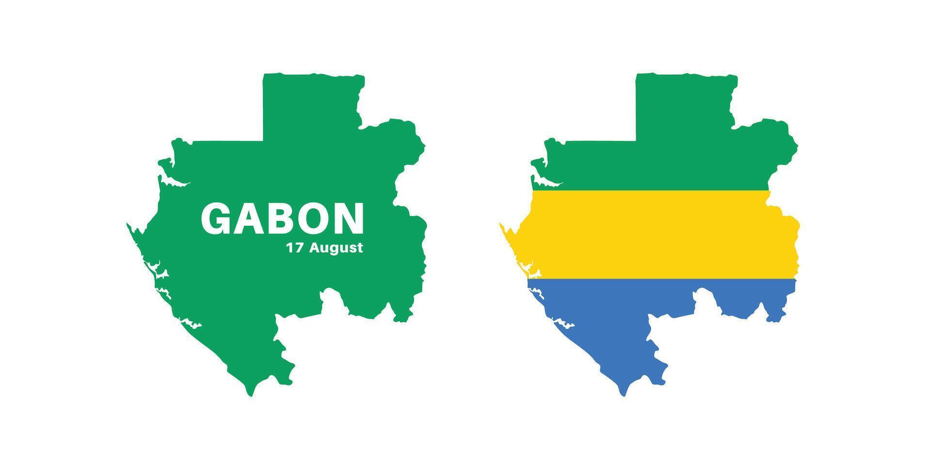 Set of isolated gabon maps. gabon flag overlaid with flag proportions. Maps and traveling around the world vector