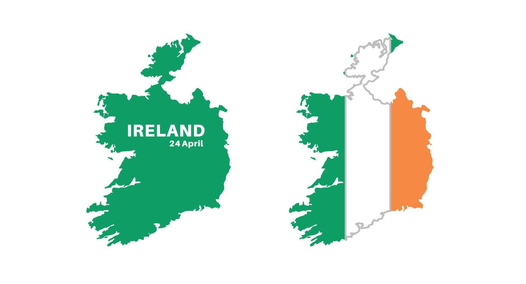 Set of isolated ireland maps. ireland flag overlaid with flag proportions. Maps and traveling around the world vector