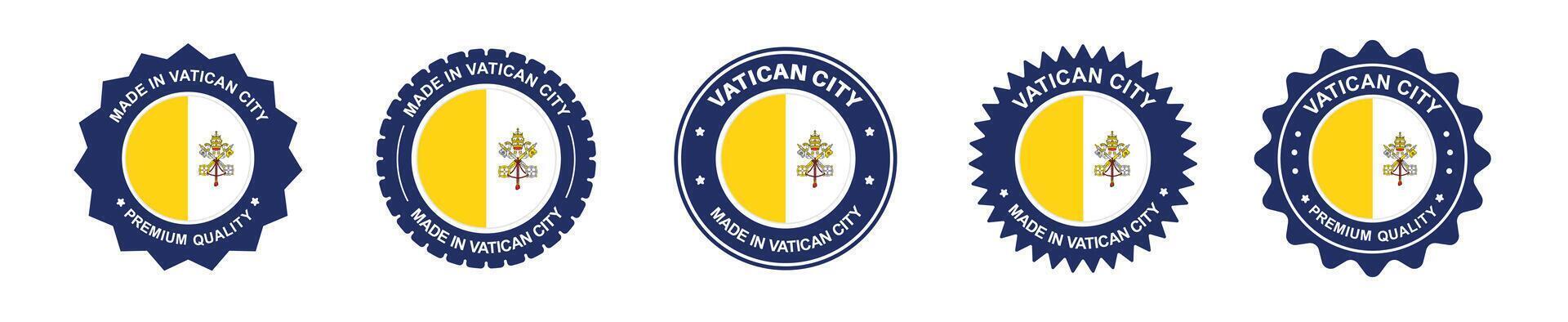 vatican city product labels set. vatican city flag, premium made in vatican city. Labels, seals, stamps, flags, icons vector