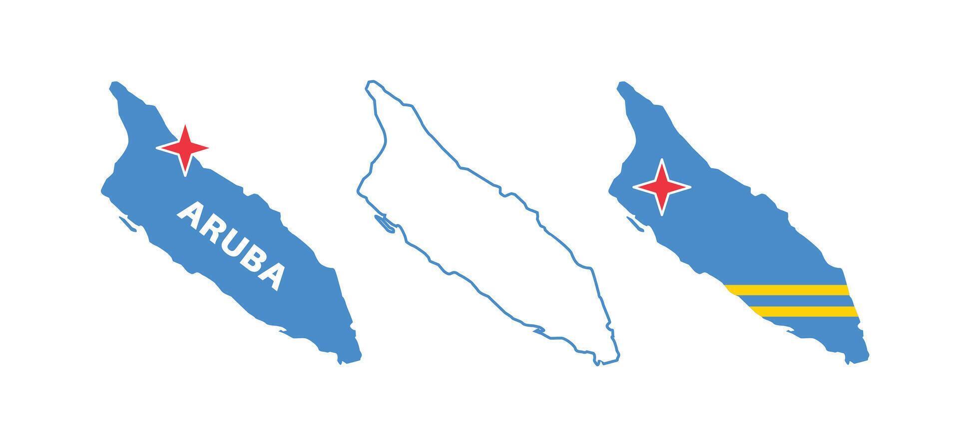 Set of isolated aruba maps. aruba flag overlaid with flag proportions. Maps and traveling around the world vector
