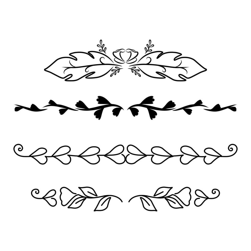 Cute flower line divider clipart collection set vector
