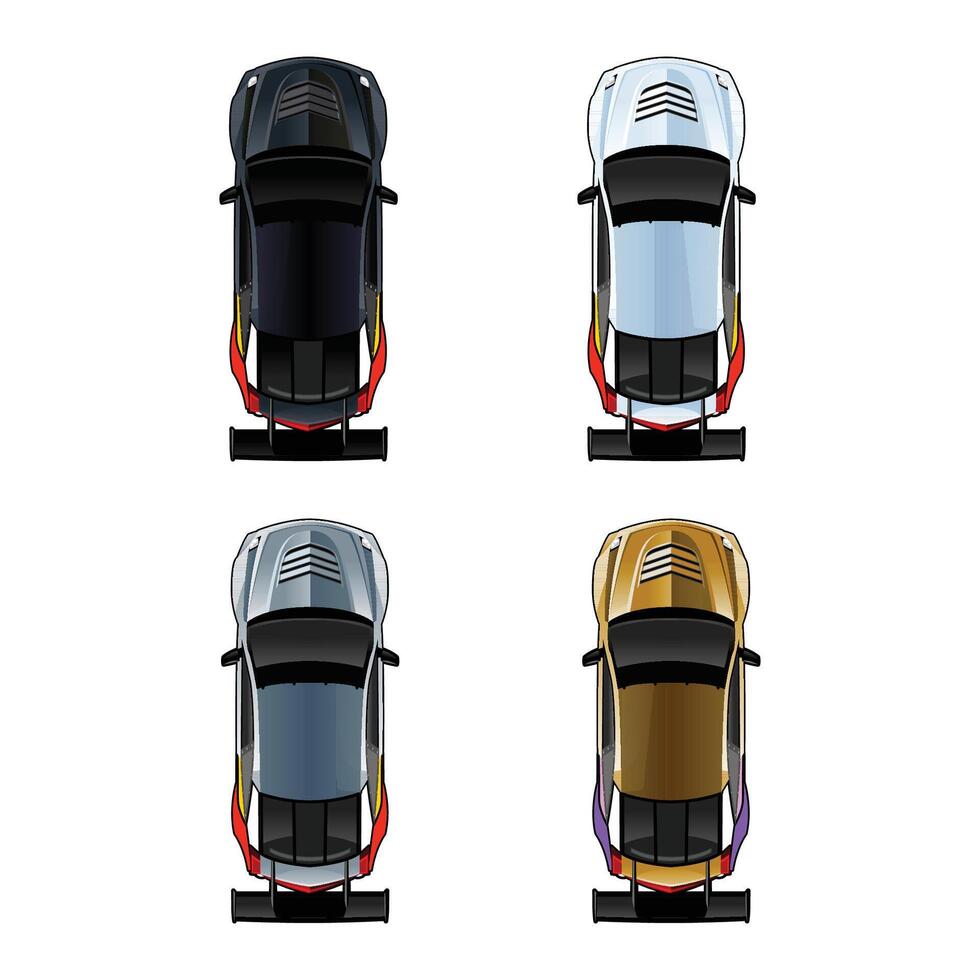 Racing cars from above view vector