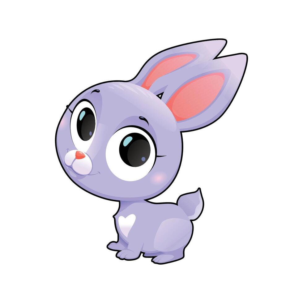 Charming Big-Eyed Purple Bunny vector