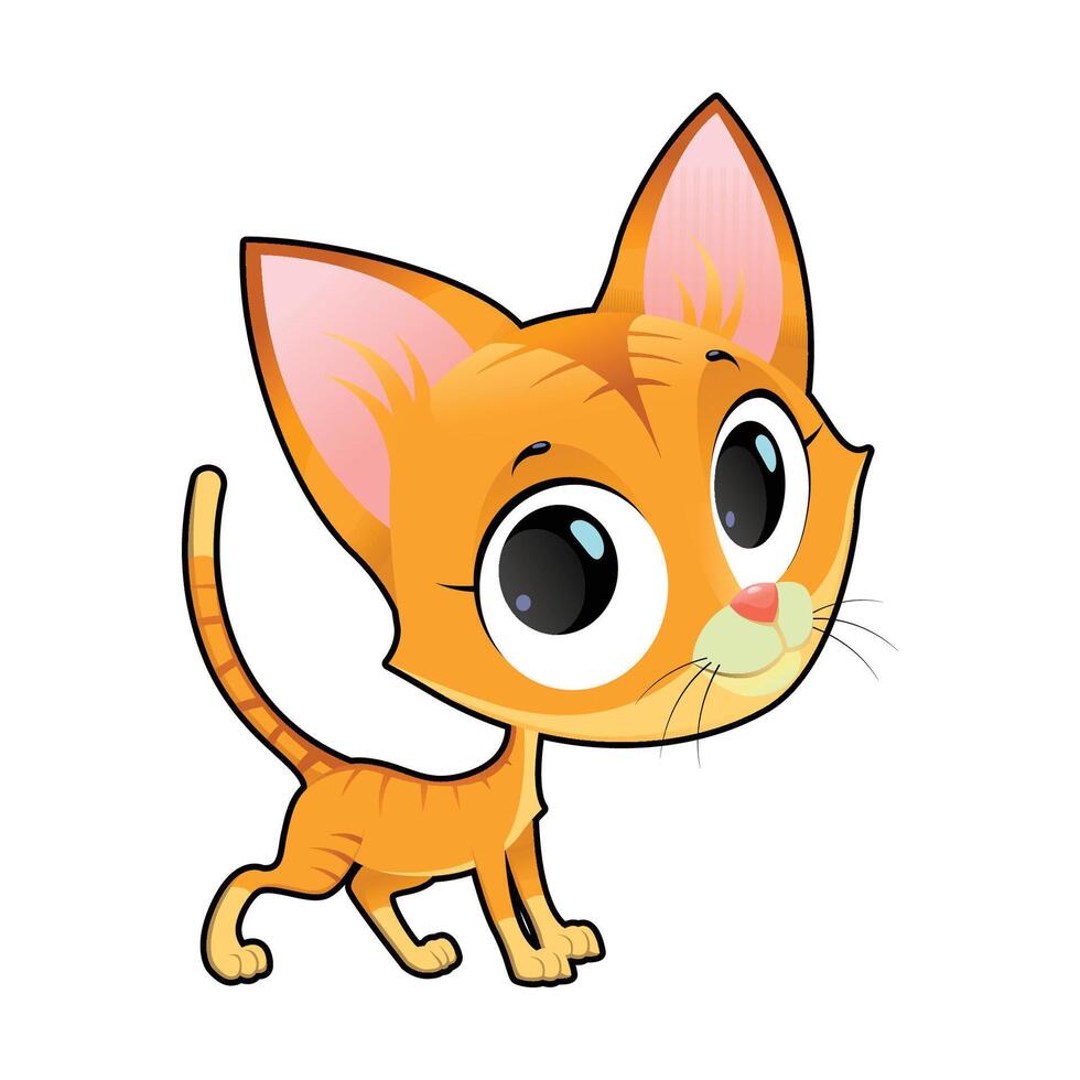Adorable Big-Eyed Orange Tabby Kitte vector