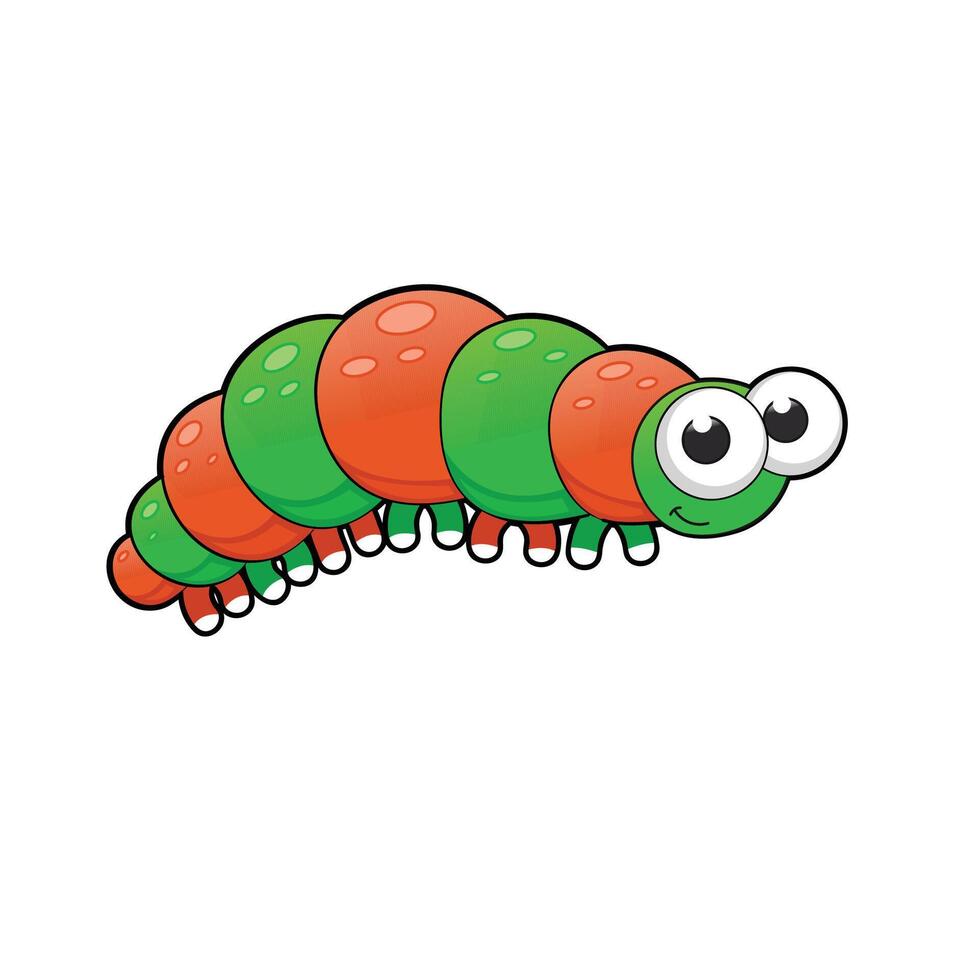 Cute Green and Orange Caterpillar vector