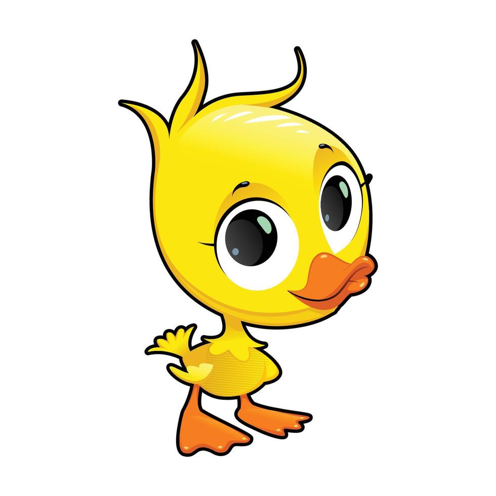 Cute Yellow Duckling with Big Eyes vector