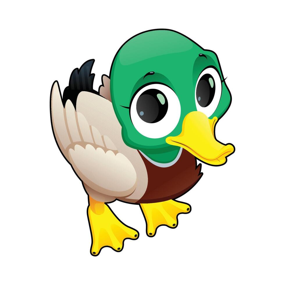 Adorable Big-Eyed Mallard Duck vector