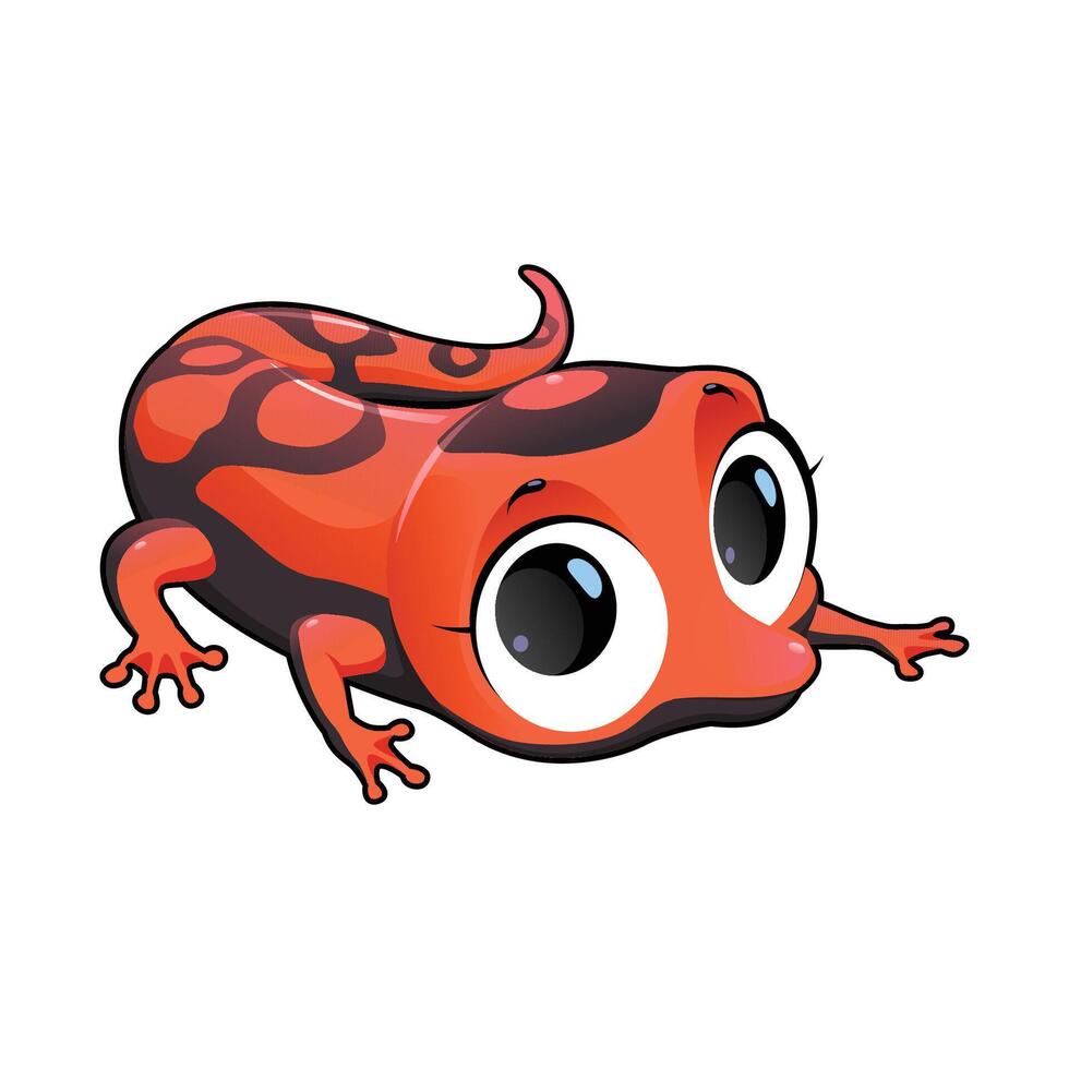 Chubby Big-Eyed Red and Black Gecko vector