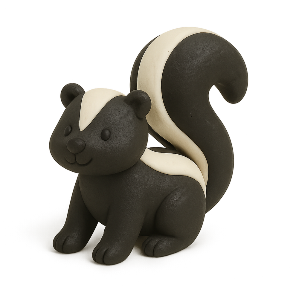 Skunk Figurine Sitting Pose png