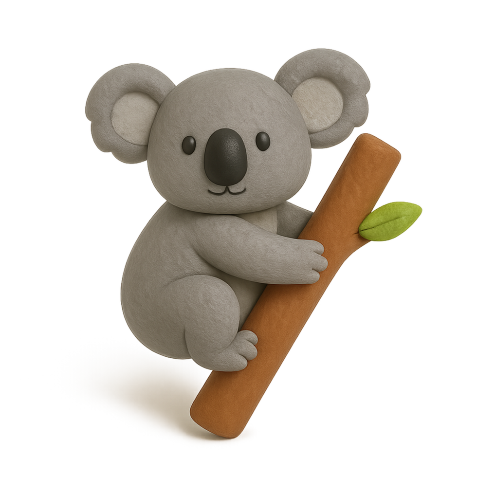 a cartoon koala bear on a branch png
