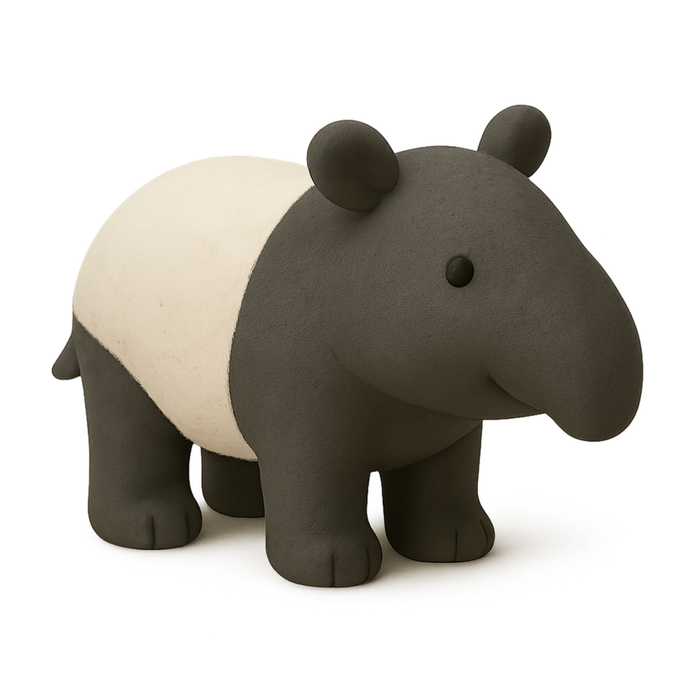 a toy animal that is black and white png