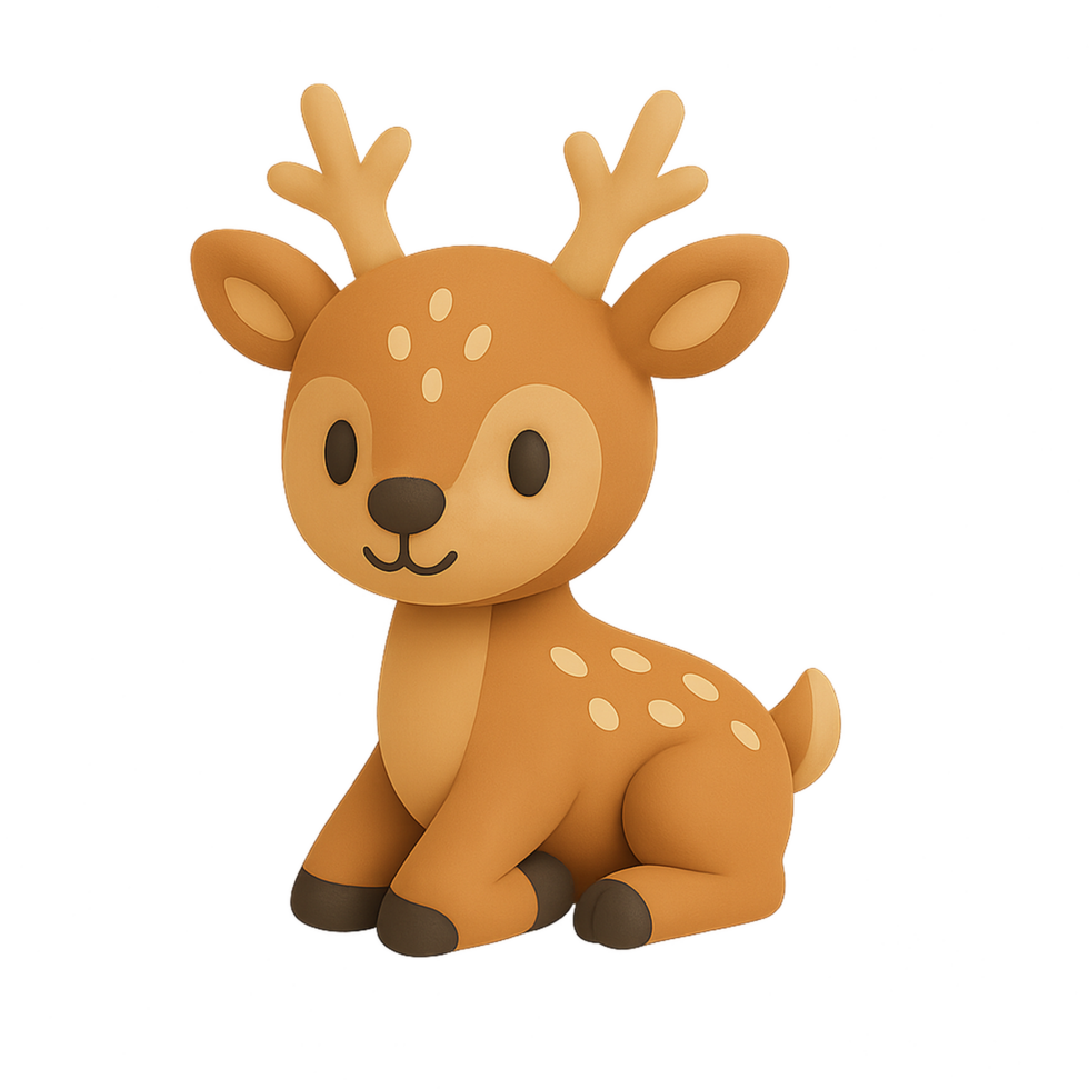a cartoon deer sitting on the ground png