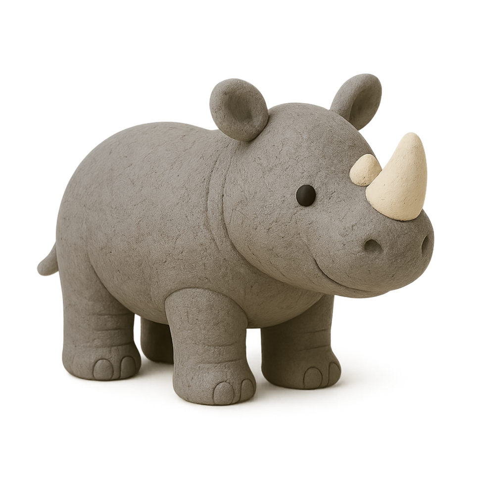 a toy rhino on a transparent background png