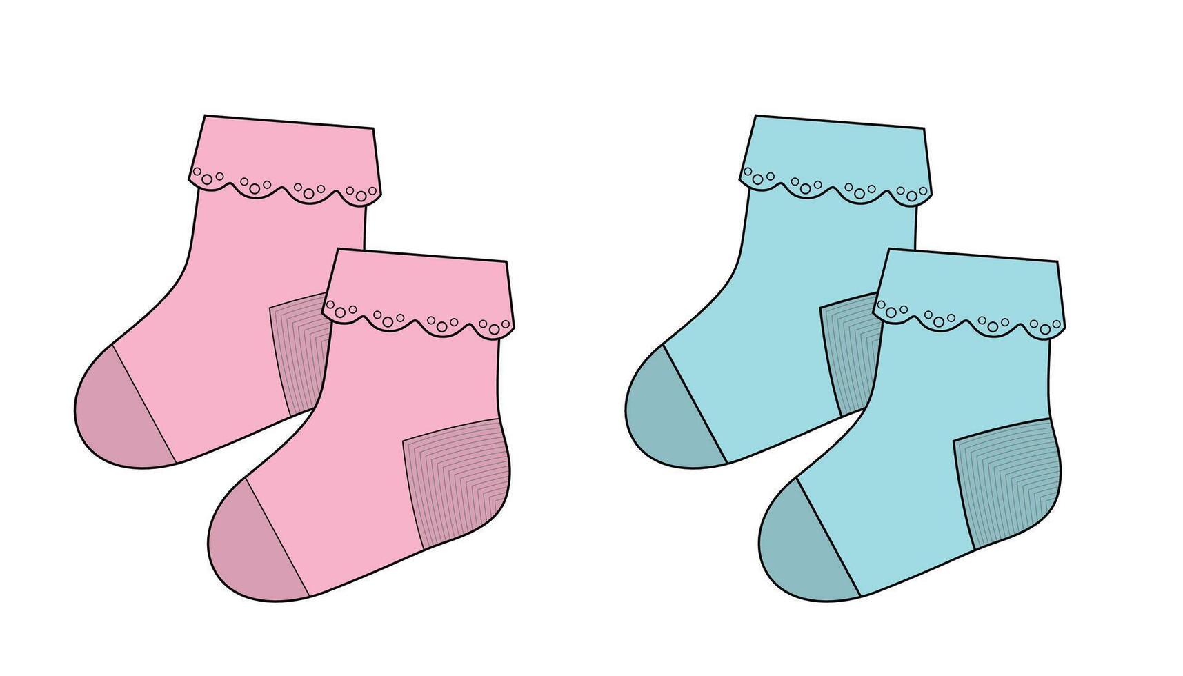 Boys and girls socks cute illustration vector