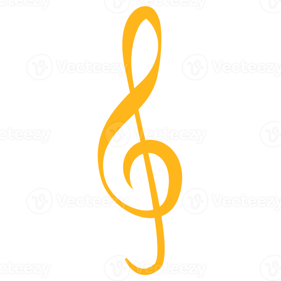2D Yellow Treble Clef Note for Musical Themes png