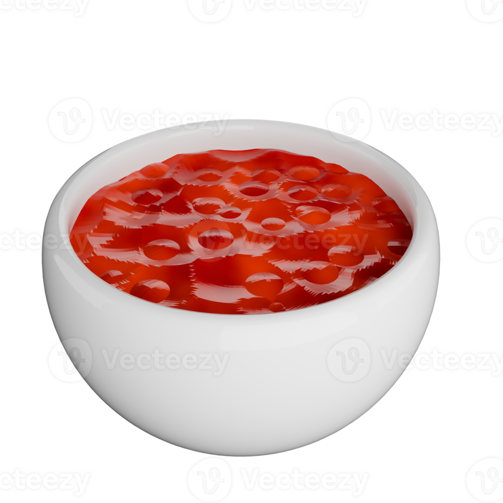 3D Spicy Red Sauce in White Bowl png