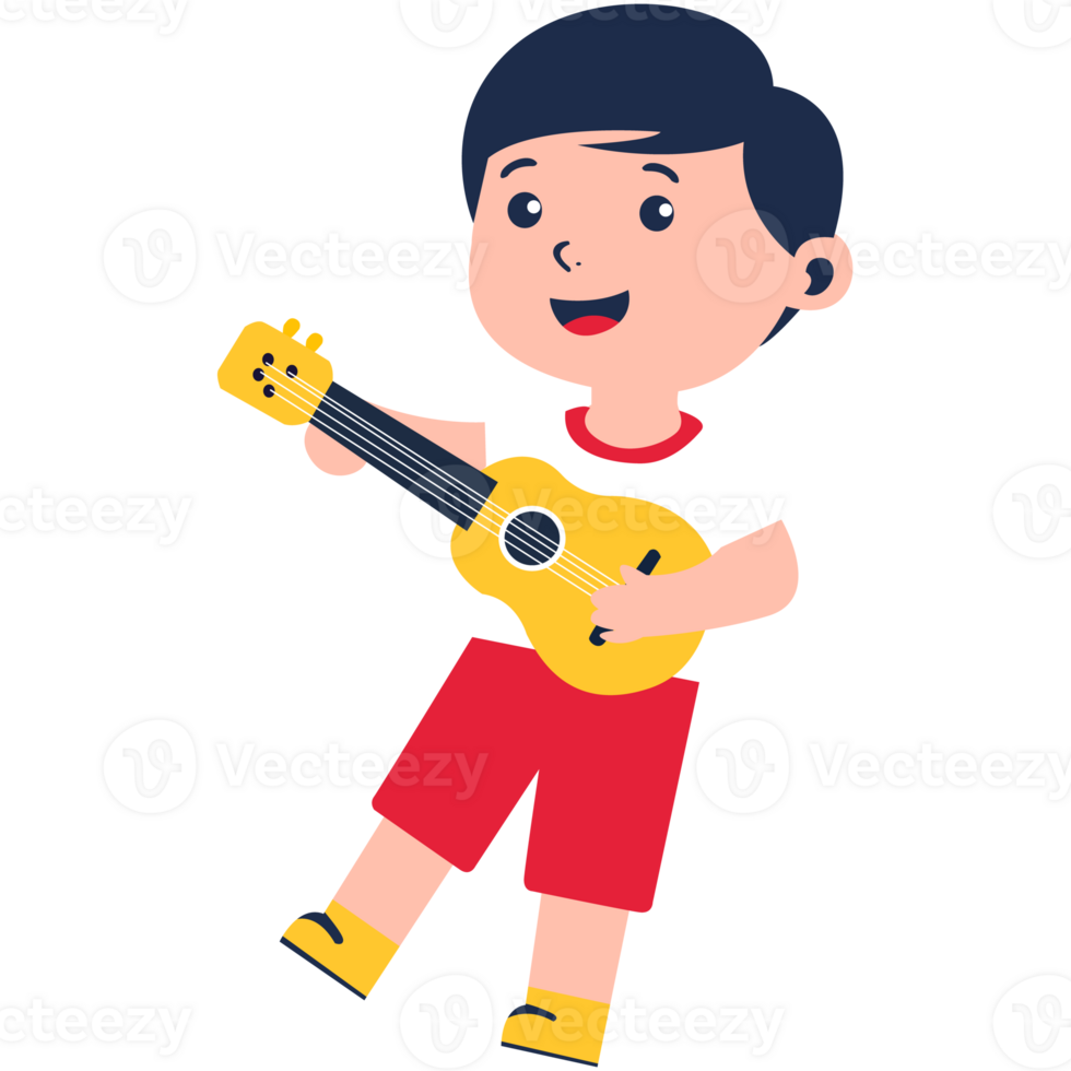 2D Boy Playing Guitar Cartoon png