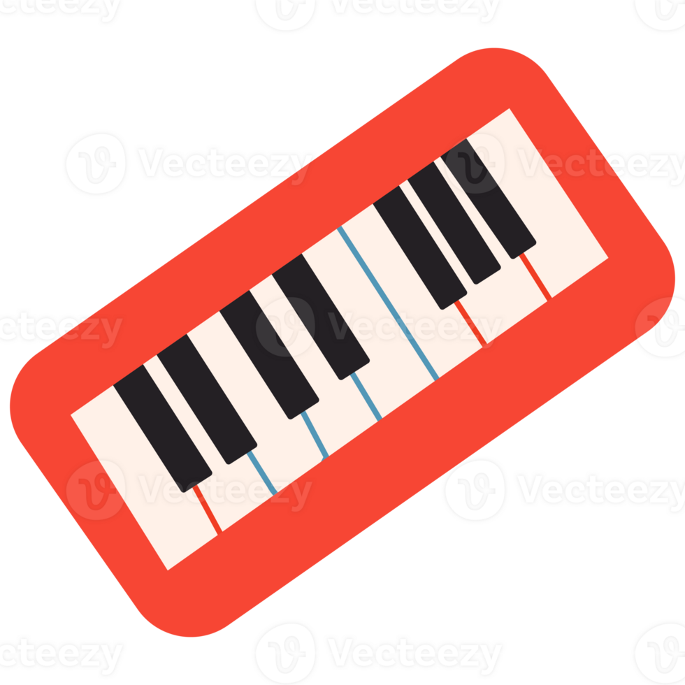 2D Red Piano Keyboard for Music and Learning png