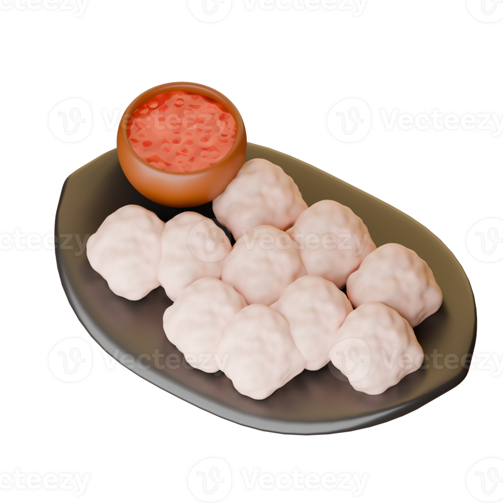 3D Meatball Skewers without Sticks and Spicy Sauce png