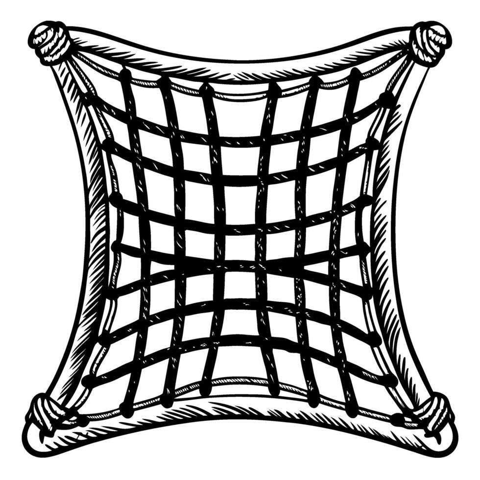 Hand drawn safety net illustration rope grid, secure web, square mesh for rescue or climbing protection concept vector