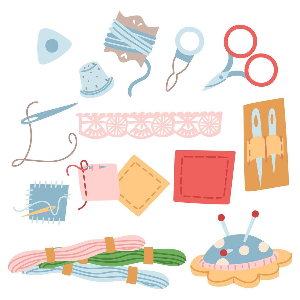 various sewing tools and accessories vector