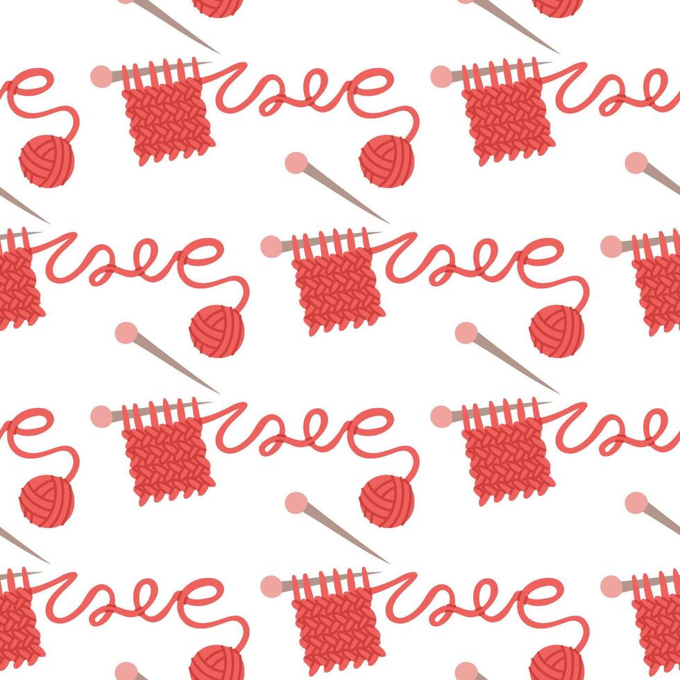 Pattern knitting knitted scarf with the word love. a ball of yarn wrote the word. a seamless flat colored texture. love for handicraft knitting. packaging design for yarn store, people knitting. vector