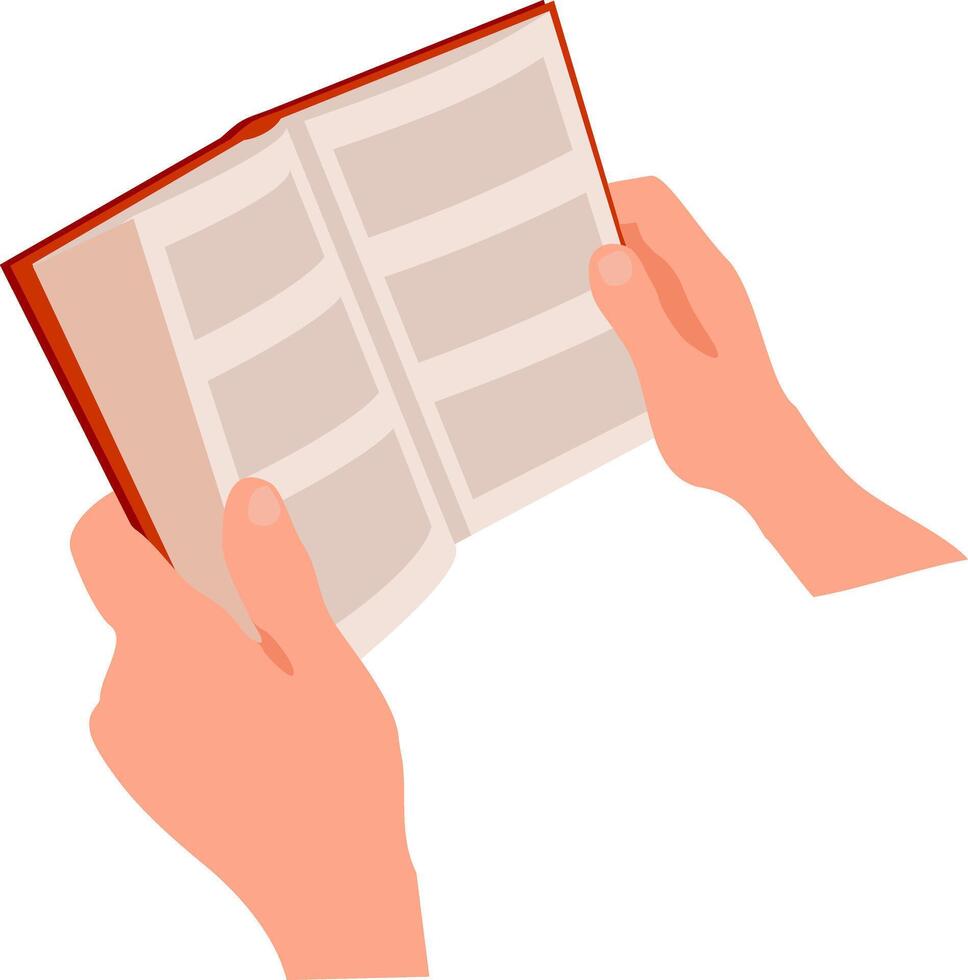 Book in hands. Back to school, education, literacy day. Book club member. Poetry lover. Time to reading. Culture festival, library day and knowledge concept vector
