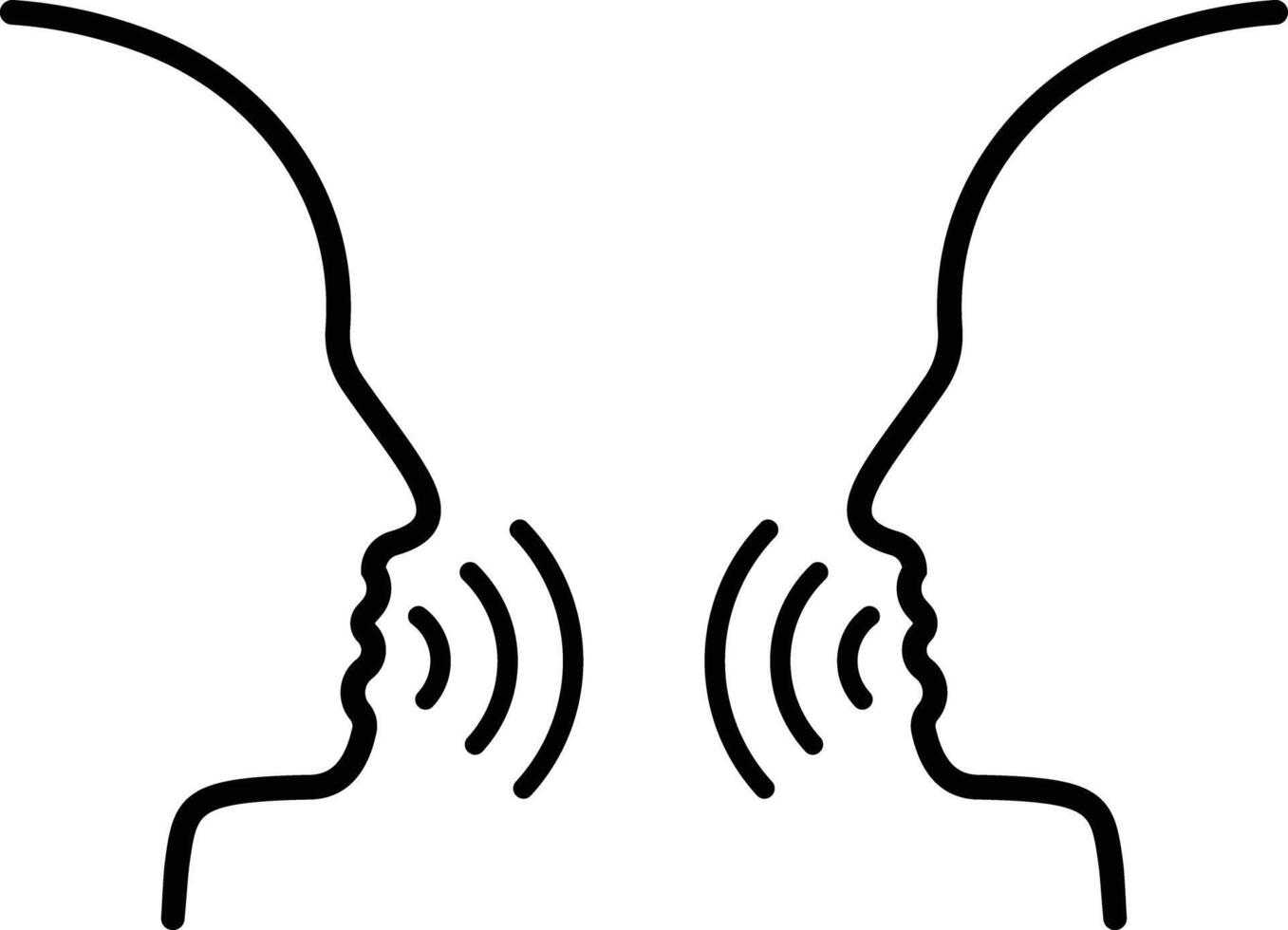 Two Man Talk Silhouette and Line Icon. People Face Head in Profile Speak Pictogram. Communication Discussion. illustration vector
