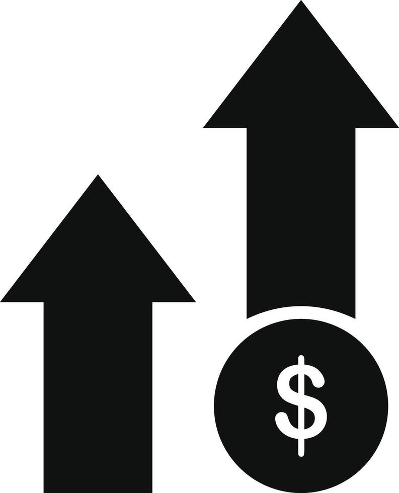 Profit growthline icon, in silhouette style. vector
