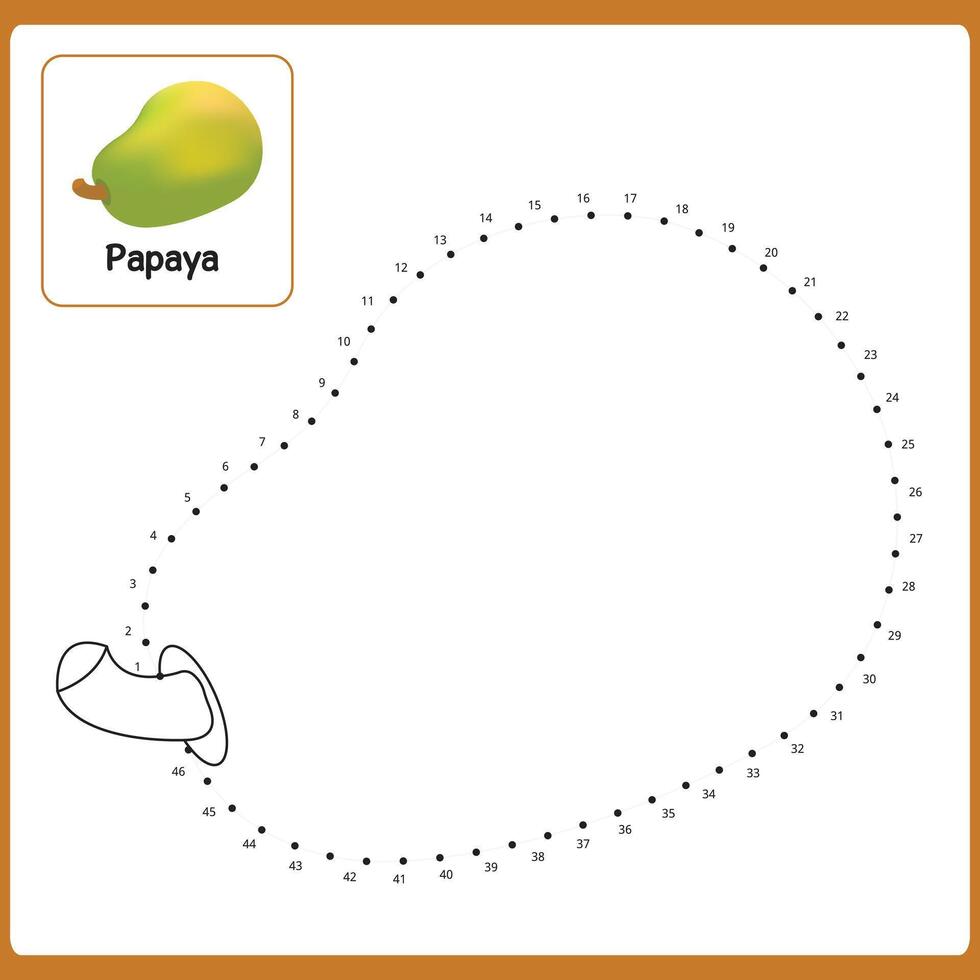 Connect The Dots Papaya Food. Dot To Dot Educational Game. Illustration vector