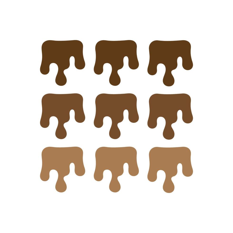 Nine Chocolate Dripping Shapes in Various Shades of Brown vector