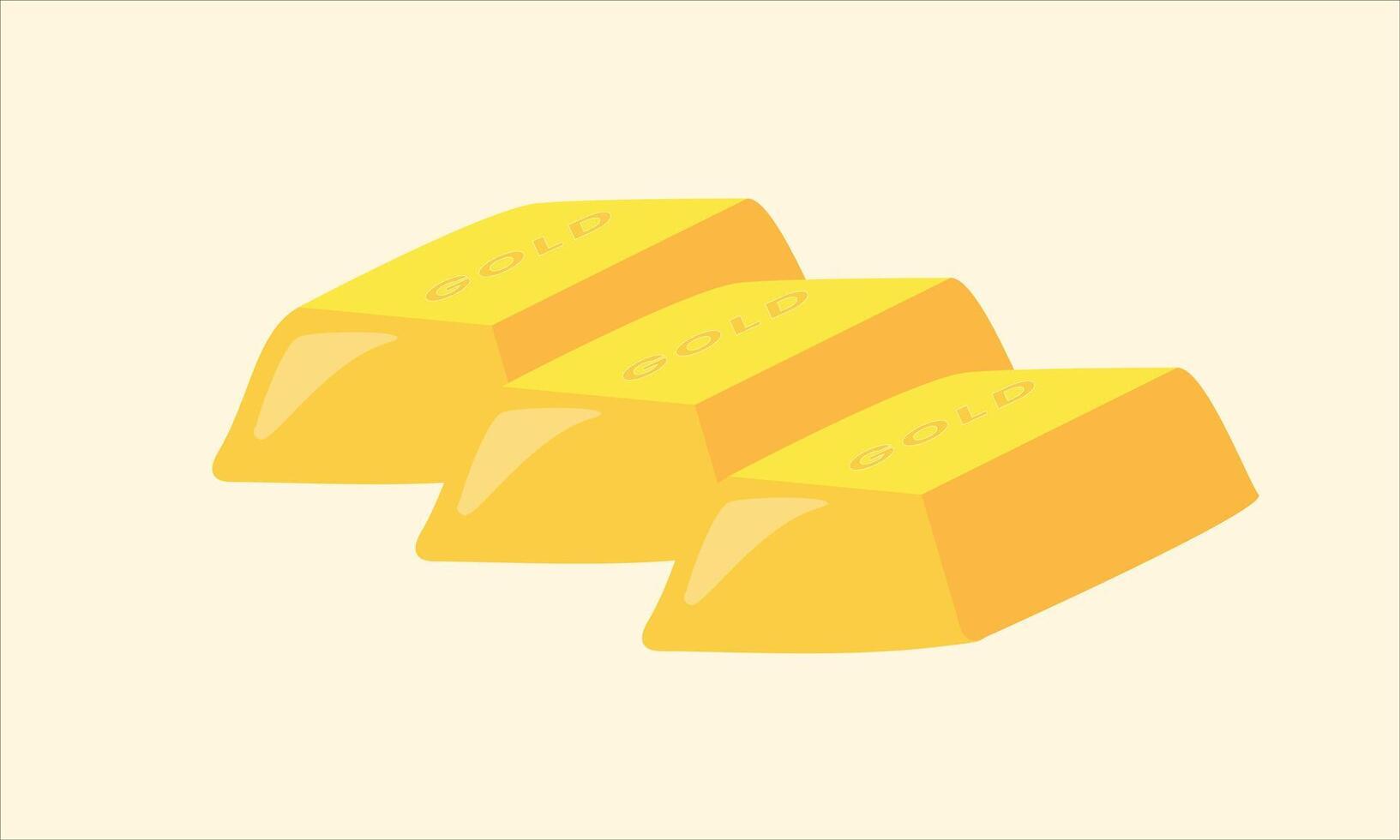 Three stacked gold bars symbolizing wealth, prosperity, and success. Suitable for finance, investment, savings, and business related concepts vector