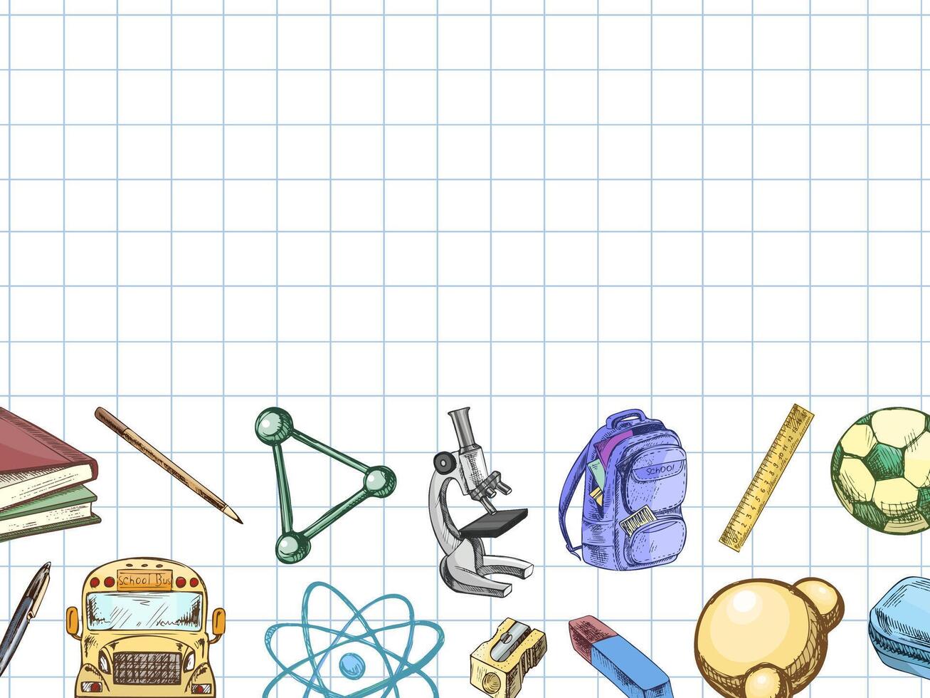 Colorful school supplies illustration vector