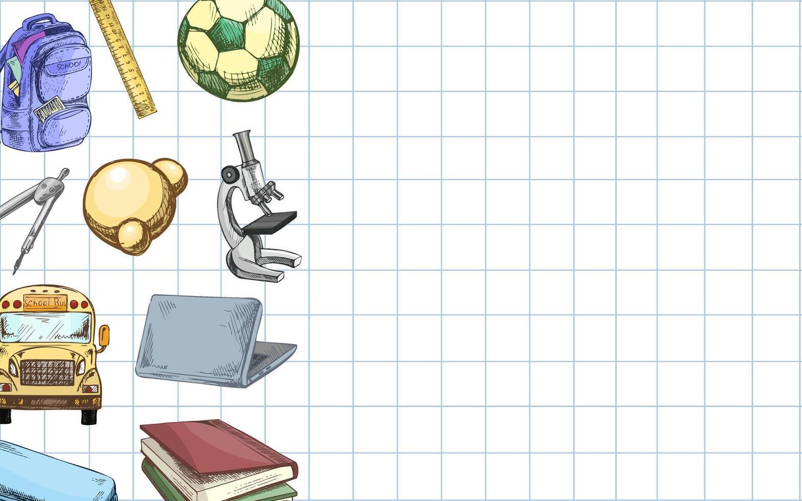 Illustration of school supplies and sports gear vector