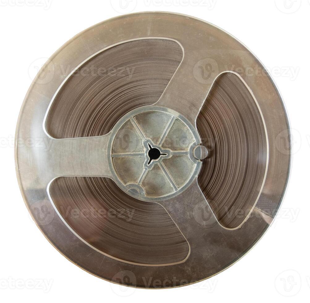 reel of tape for reel-to-reel tape recorder from 1970s in USSR, isolate on white background photo