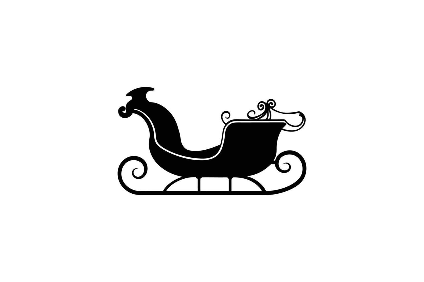 Elegant Black Christmas Sleigh with Decorative Swirls and Runners Perfect for Holiday Designs and Crafts Silhouette black silhouette sleigh decorative swirls vector