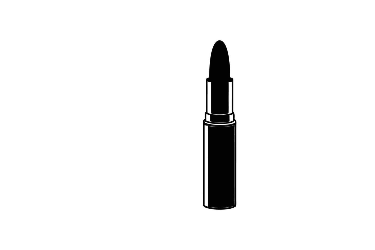 Elegant Lipstick Tube Standing Vertically in a Minimalist Style Isolated on White Background Beauty Product Silhouette This image features simple lipstick vector