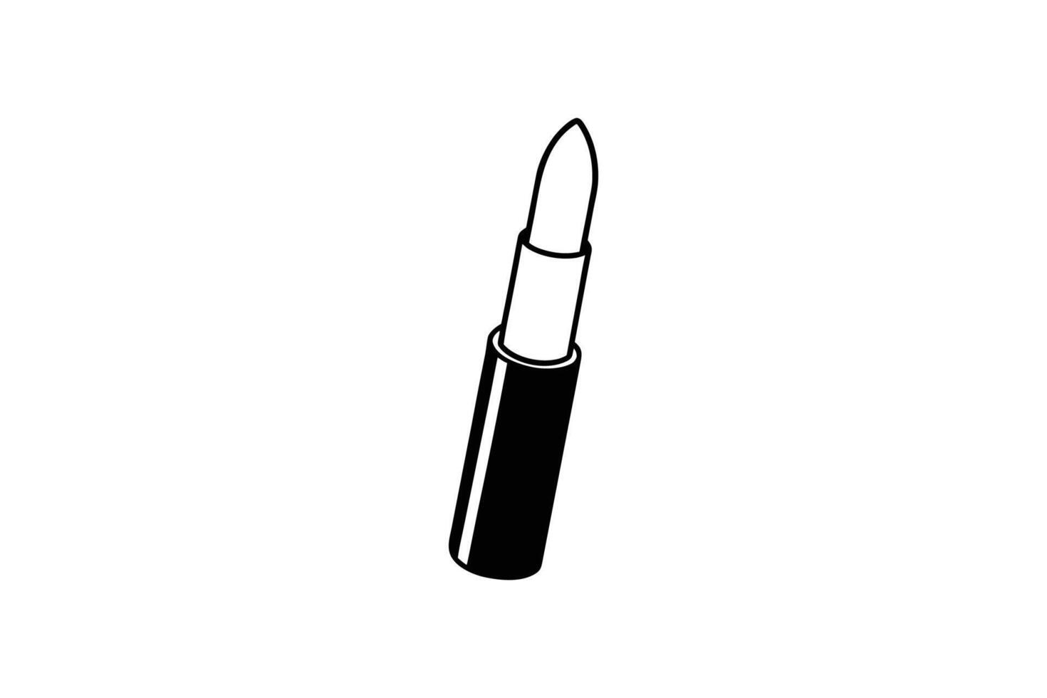 Elegant Lipstick Tube with Visible Product Isolated on White Background Depicted in a Striking Silhouette Style silhouette simple yet elegant lipstick vector