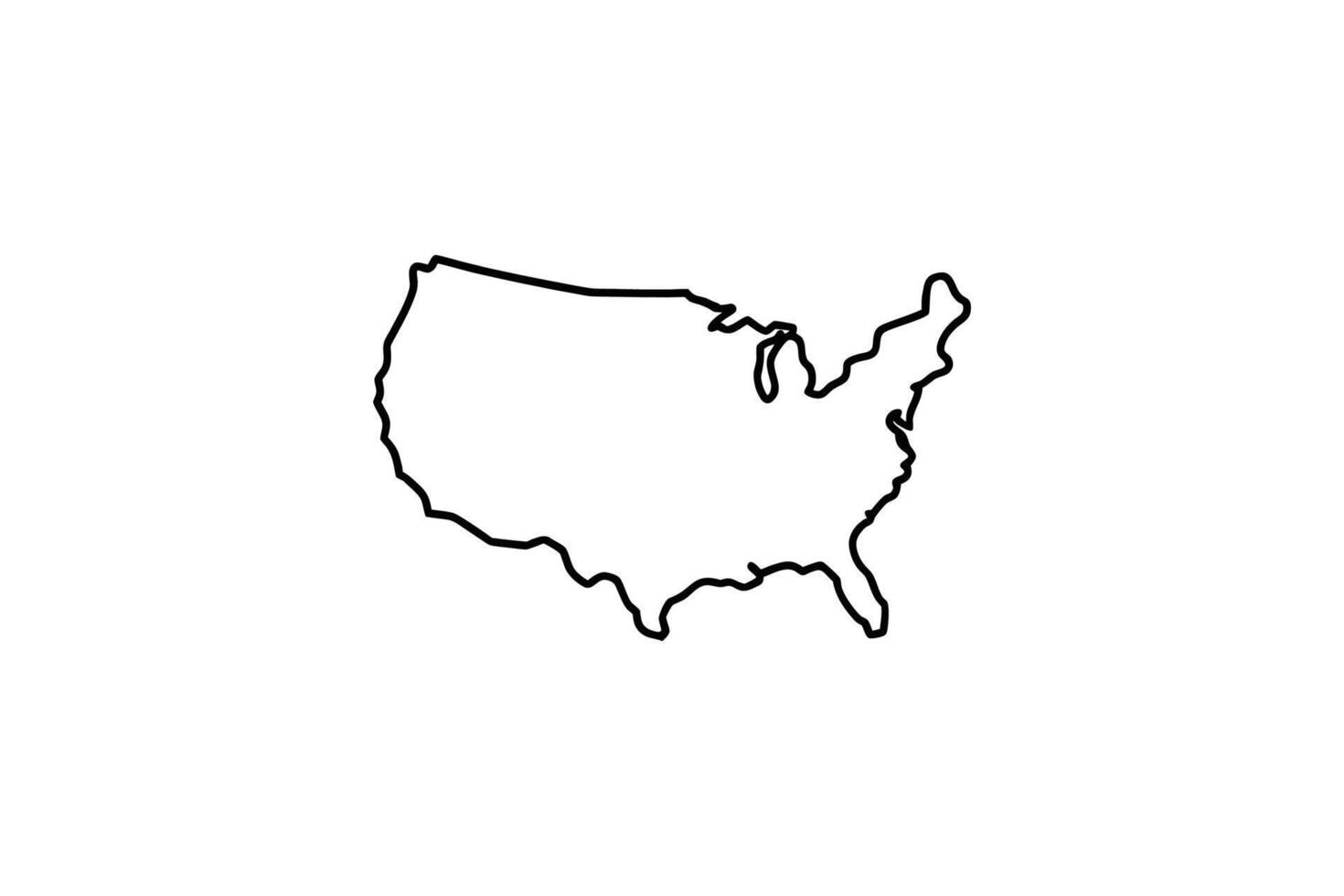 Minimalist Black and White Outline Illustration of the Continental United States of America on a Clean White Background for Graphic Design vector