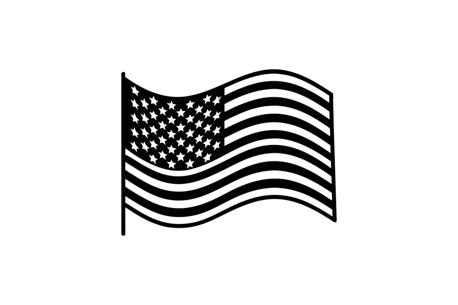 Waving American Flag Silhouette A Patriotic Symbol of Freedom Liberty and National Pride in a Clean Minimalist Black and White Design vector