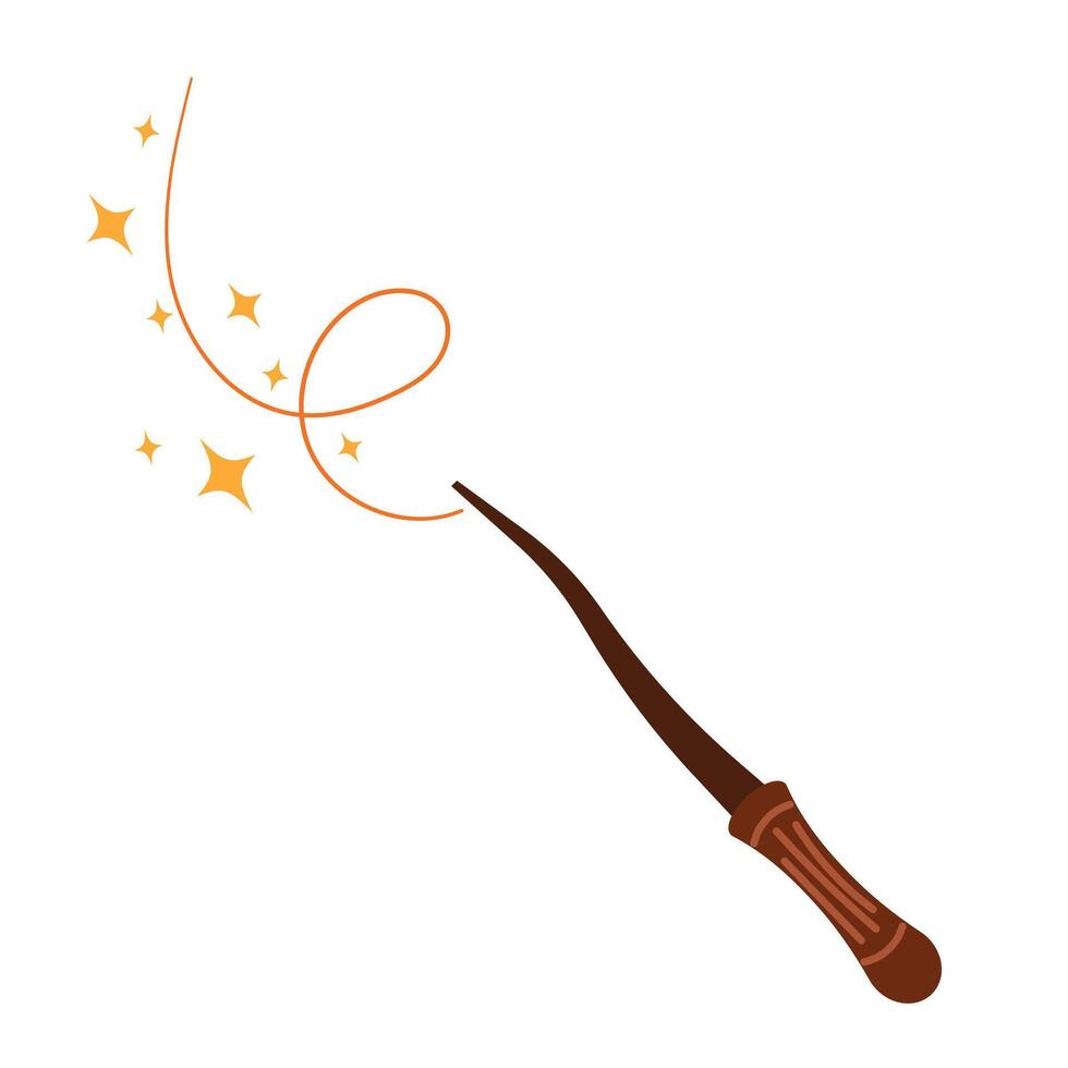 Halloween wizard magic wand. of magic wand icon in flat style isolated on white background vector