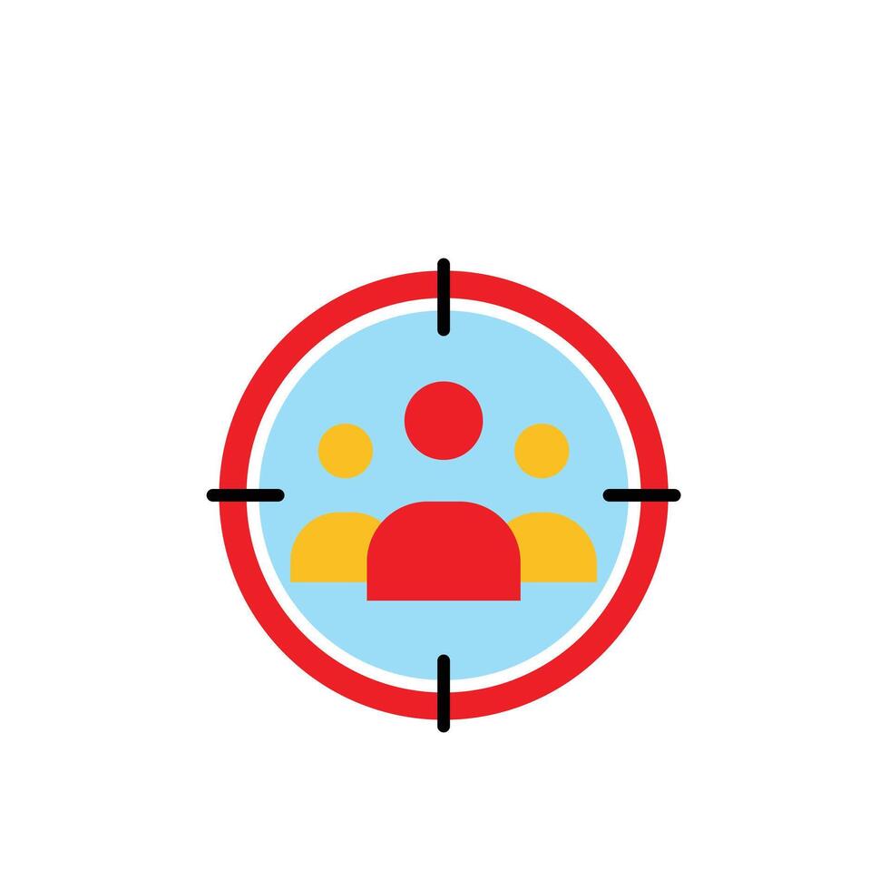 Marketing icon. Target Audience. Silhouette of a person in a target circle. Branding, strategy, digital. flat design vector
