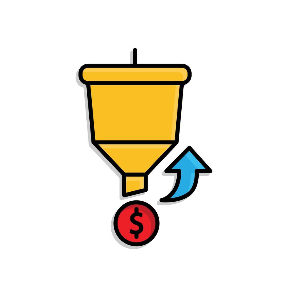 Marketing icon. Conversion Rate Optimization. Marketing funnel arrow rising. Branding, strategy, digital. Isometric design style. vector