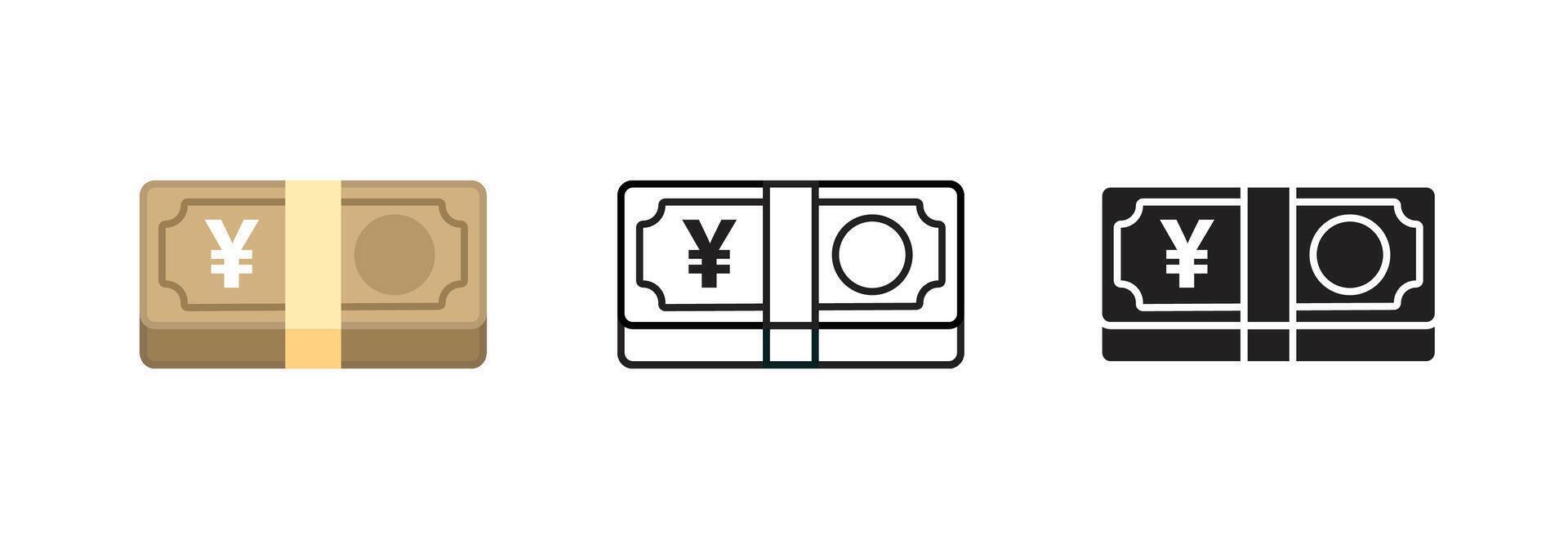Yen Money Icon Set Flat Banknote Style vector