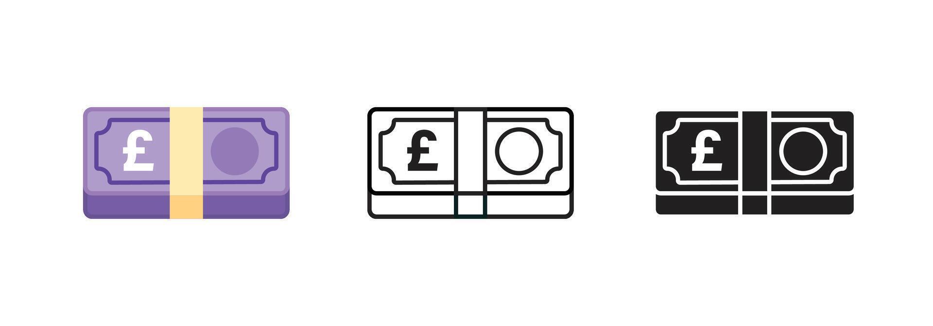 Pound Money Icon Set Flat Banknote Style vector