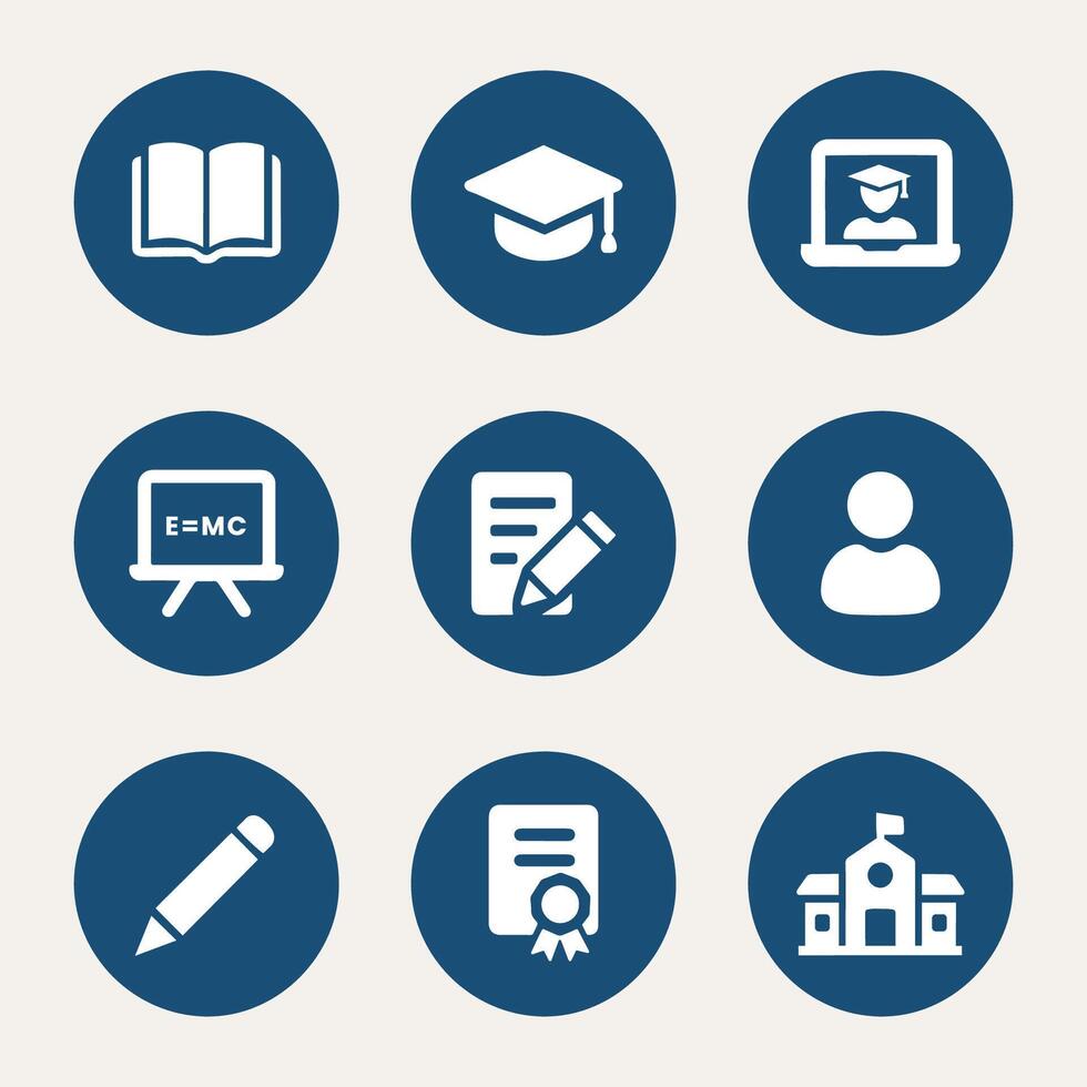 Education and learning icons set vector