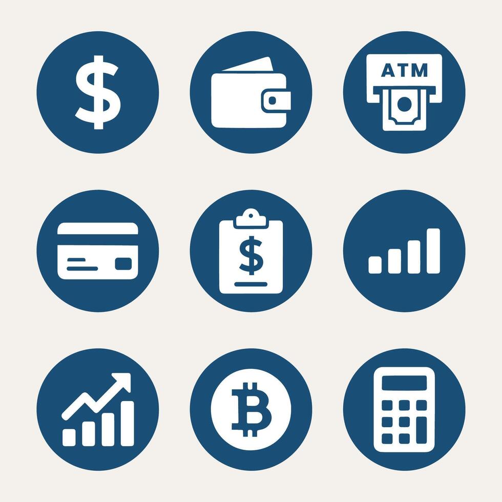 Finance and banking icons set vector