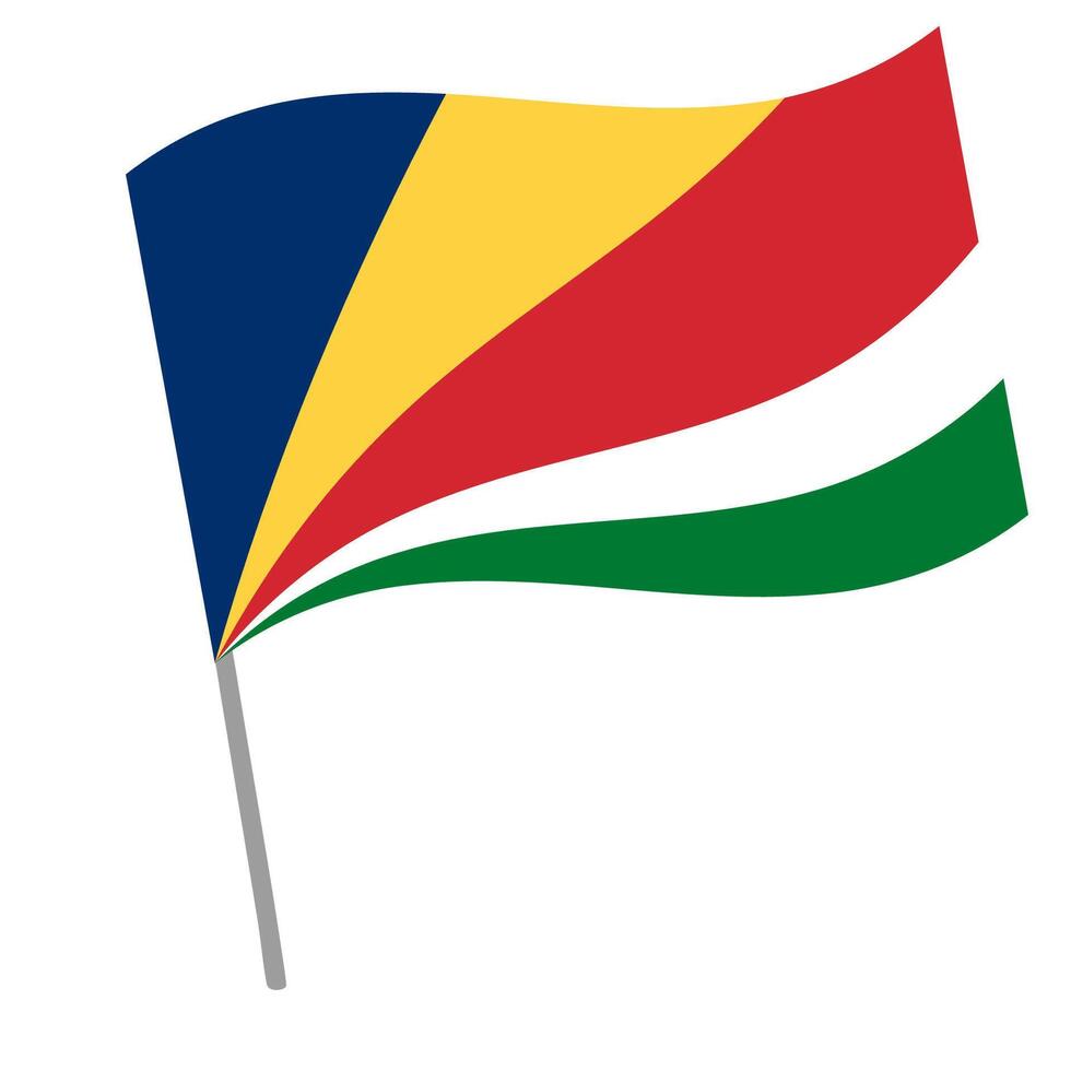 Seychelles national flag flutters with flagpole vector